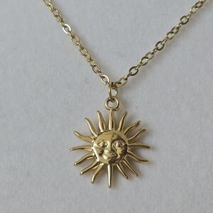 Gold Sun Face Necklace ✨ Celestial Pendant | Dainty Layering Chain